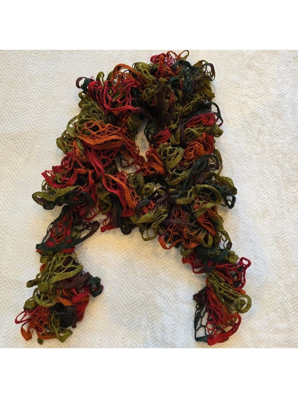*4 for $25* Colorful Hand Knit Ruffle Scarf